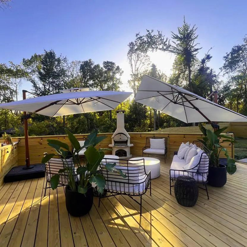 PURPLE LEAF 11ft Patio Umbrella Outdoor Square Umbrella Large Cantilever Umbrellas Windproof Offset Umbrellas Heavy Duty Sun Umbrella for Garden Deck Pool Patio, Cream by GreenHaven Gardens