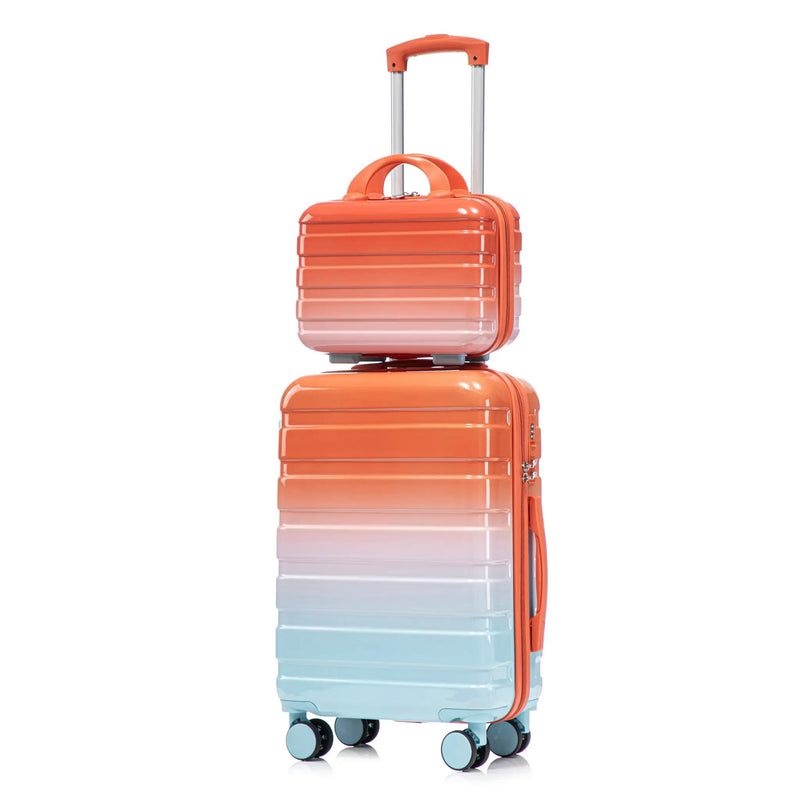 2 Pc PC Spinner Wheel Luggage Set with Gradient Color and Lock by HouseOfZazla