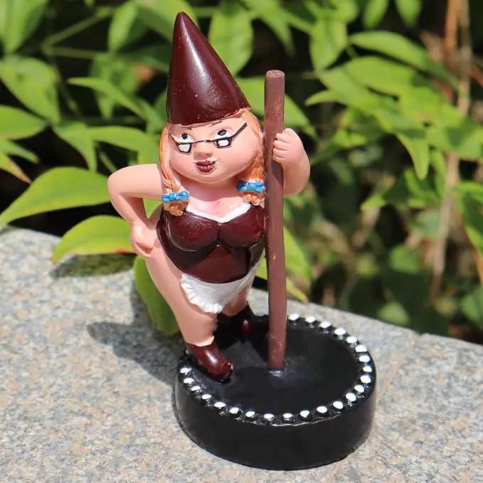 Unpainted Pole Dancing Gnome Statue, DIY Paint Your Own Gnome, Unpainted DIY Gnome Figurines for Kids and Adults, Funny Outdoor Gnome Figure, Dancing Lady Gnome Statue(4.6"/12 cm) by GreenHaven Gardens
