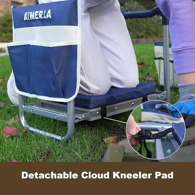 K5 Foldable Kneeler Seat - Heavy Duty (Detachable Cloud Kneeler Pad) - Garden Stool - 2 Large Tool Bags - Portable Bench for Indoor & Outdoor by GreenHaven Gardens