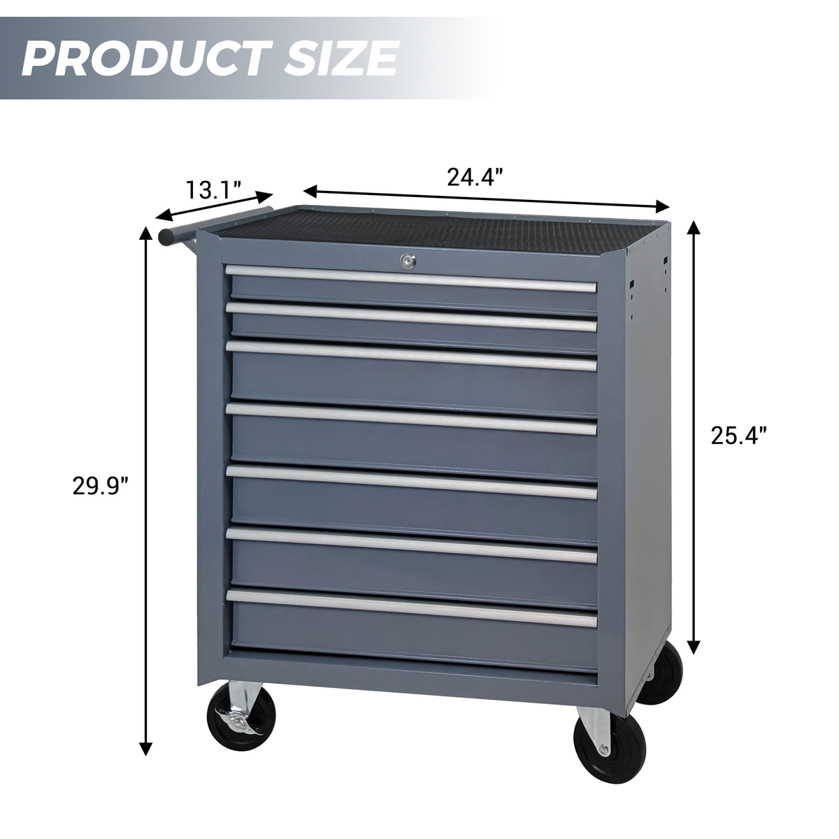 Rolling Tool Chest with 7-Drawer Tool Box - Grey, photo 7 of 9