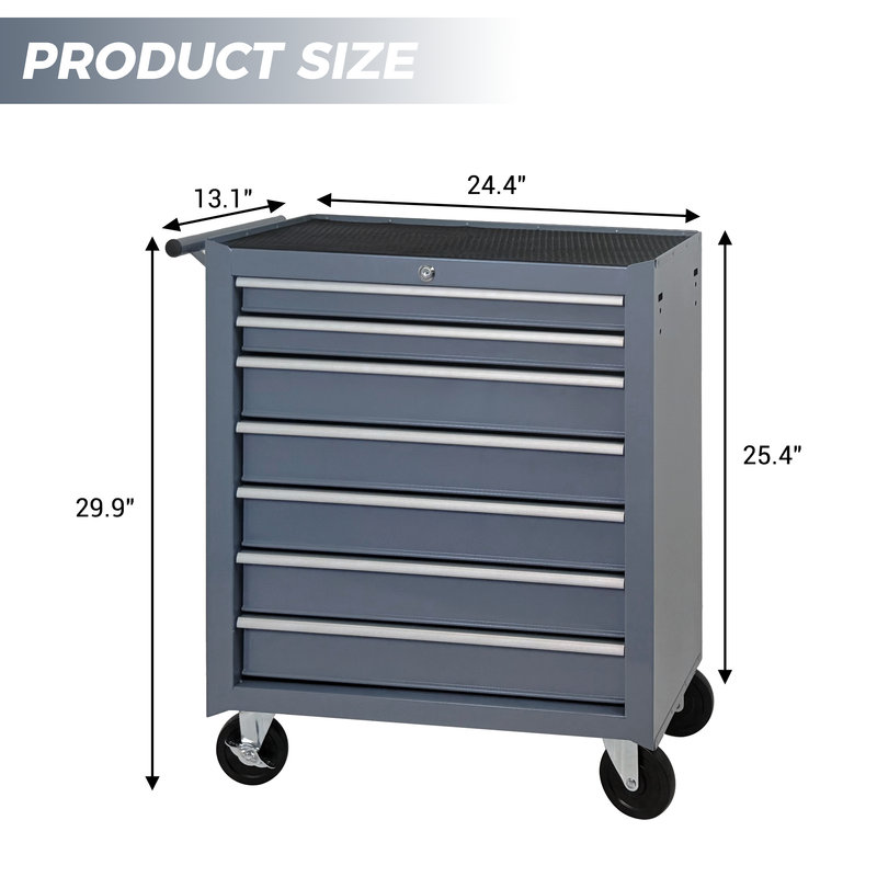 Rolling Tool Chest with 7-Drawer Tool Box - Grey, photo 7 of 9