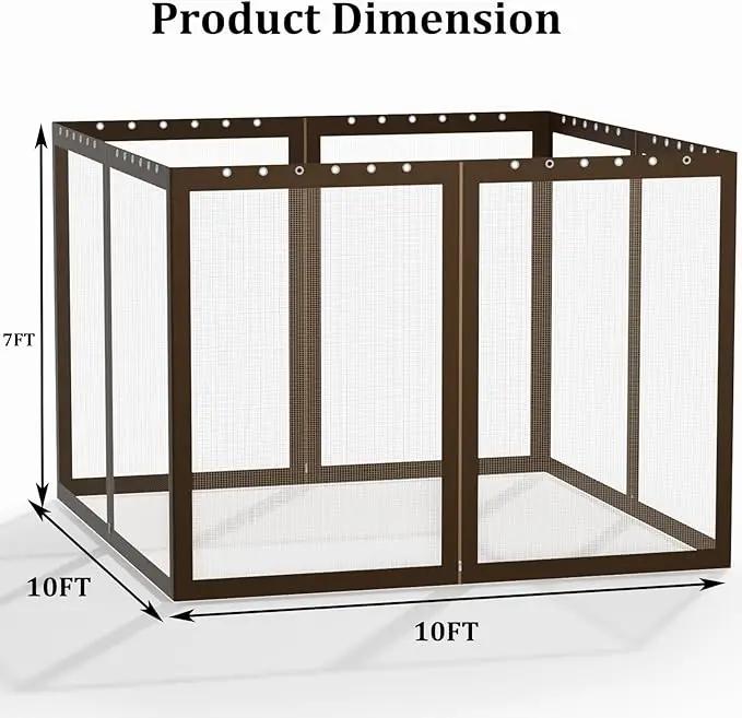 Gazebo Replacement Netting Screen Mosquito Net Screen Walls for 10 x 10 ft Outdoor Gazebo Canopy, 4-Panel with Double Zippers for Outdoor Patio (Only Netting)