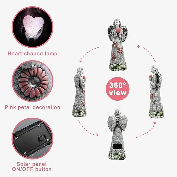 Solar Angel Garden Statue,Garden Angel Figurines,Solar Garden Sculpture with Resin Angel Decor for Patio Lawn Yard Porch Decorations,Housewarming Garden Gift,10.03inch by GreenHaven Gardens