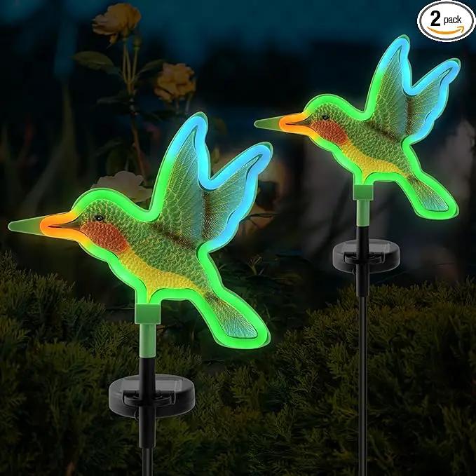 Hummingbird Solar Garden Decor,Hummingbird Outdoor Solar Lights,LED Hummingbirds Light Outside,Solar Garden Lights, Outdoor Decorations for Yard and Patio Pathway Lawn (2 Pack) by GreenHaven Gardens