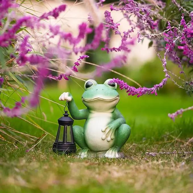 Large Frog Garden Decor for Outside Solar Powered Sculptures for Garden Patio Cute Animal Garden Statues Home Easter Ornaments, Gifts for Mom Grandma by GreenHaven Gardens