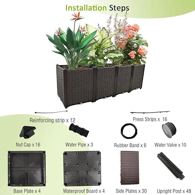 Large Planters for Outdoor Plants pots Elevated Garden Boxes Raised Garden Bed Garden Patio Balcony Deck to Planting Flowers Vegetables Tomato and Herbs by GreenHaven Gardens