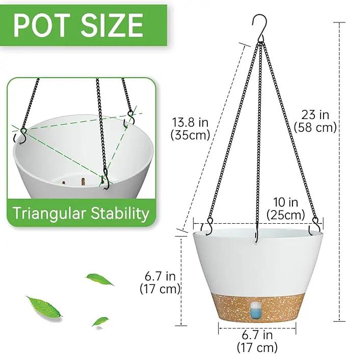 ZMTECH Hanging Planters for Indoor Plants Set of 2 Self Watering Hanging Pots Hanging Baskets Hanging Flower Pots for Outdoor Hanging Plants(10 Inch, White) by GreenHaven Gardens