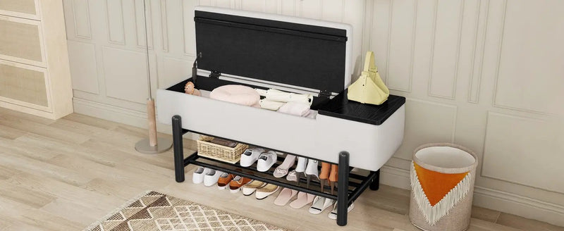 TREXM Farmhouse Upholstered Storage Bench with Hidden Compartment by HouseOfZazla