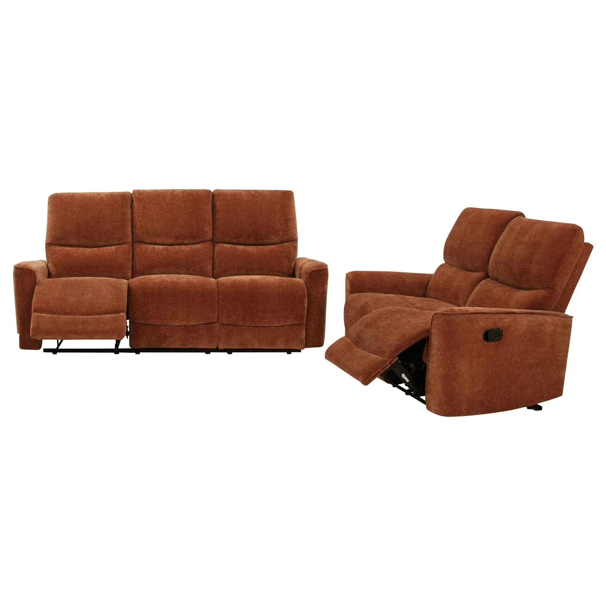 Navarro 2-piece Upholstered Reclining Sofa Set Orange by Unique Piece Furniture