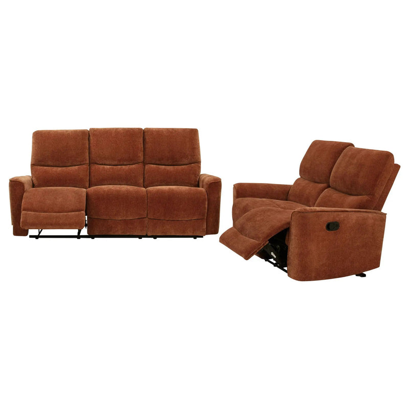 Navarro 2-piece Upholstered Reclining Sofa Set Orange by Unique Piece Furniture