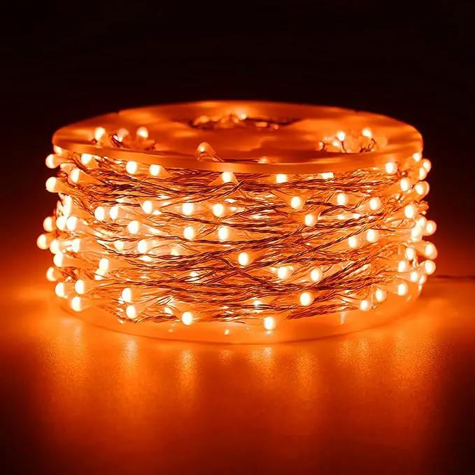 RUICHEN Orange Dimmable Fairy Lights Plug in, 99 Ft 300 LED Twinkle String Lights with Remote, Waterproof Silver Wire Firefly Lights for Bedroom, Patio, Yard, Christmas, Halloween, Party by GreenHaven Gardens