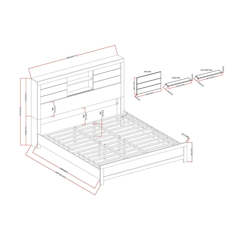 Soluto - Bed With Bookcase Headboard by Unique Piece Furniture