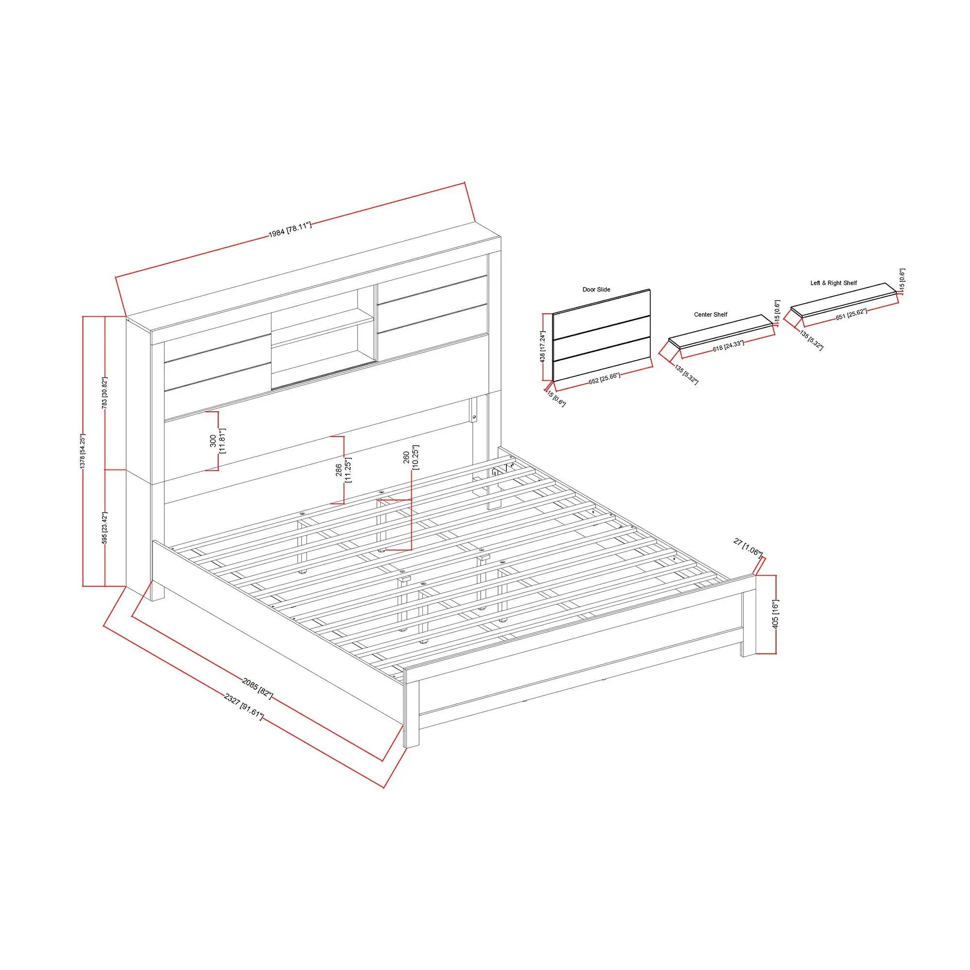 Soluto - Bed With Bookcase Headboard by Unique Piece Furniture