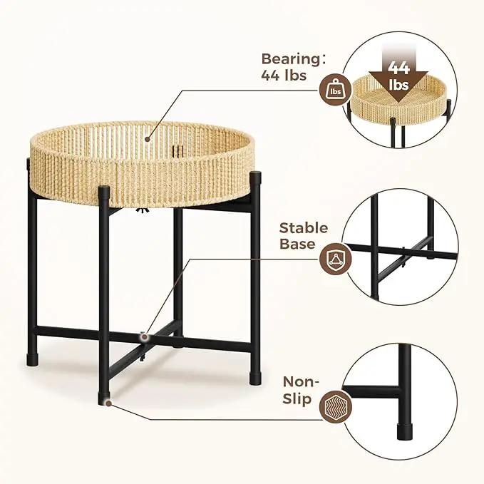 Bamworld Rattan Plant Stand Indoor,Small Boho Plant Table for Large Plants,Heavy Duty Plant Holder for Living Room Bedroom by GreenHaven Gardens