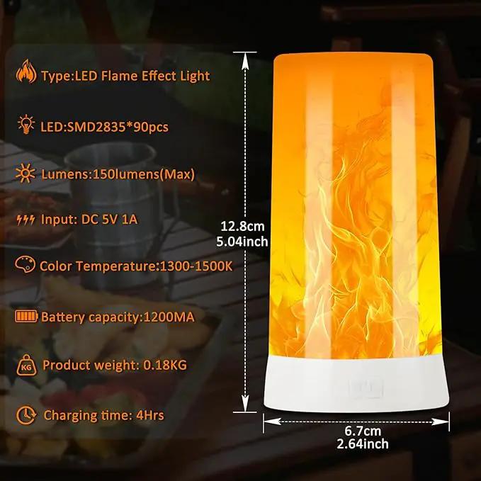 Bestview LED Flame Lights with Remote & Timer,4 Modes USB Rechargeable Battery Operated Fire Flickering Flameless Candles Campfire Table Lamp for Halloween,Christmas,Indoor&Outdoor Decoration (2 Pack) by GreenHaven Gardens