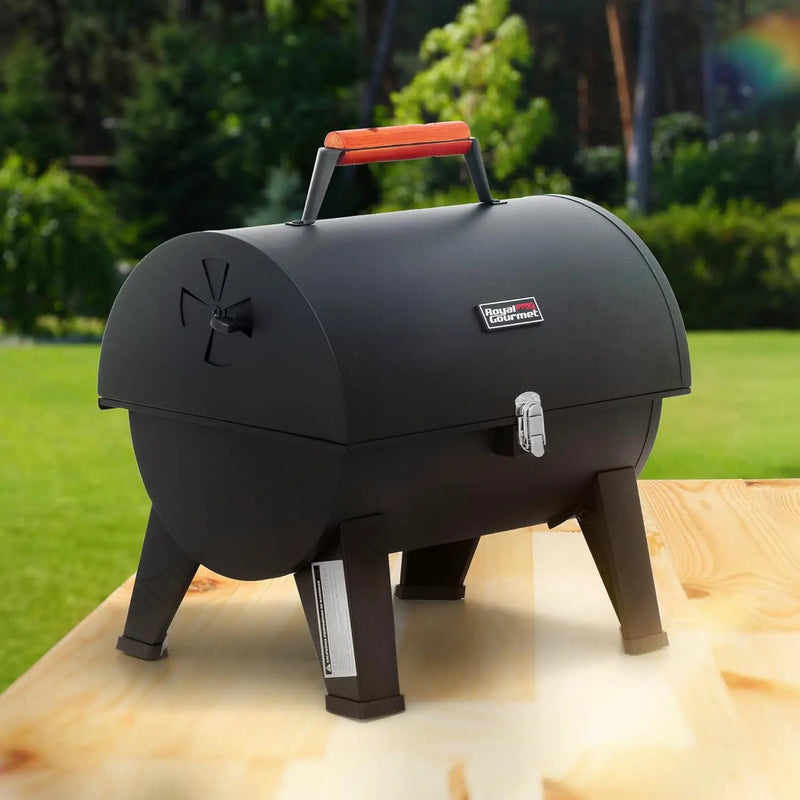 Royal Gourmet CC1619 Portable Tabletop Charcoal Grill, Convertible Lid-to-Grill Zone, Outdoor Compact Barrel BBQ Grill with 217 Sq. In. Grilling Space for Backyard, Patio and Parties, Black by GreenHaven Gardens