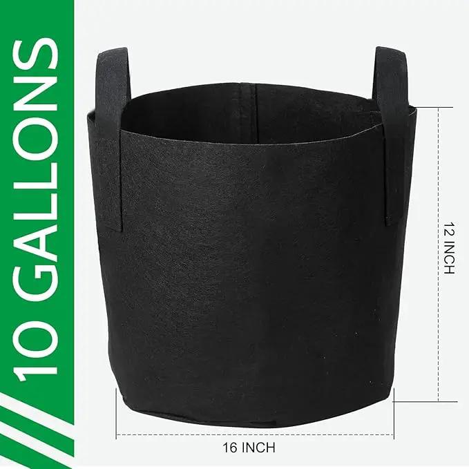 JERIA 12-Pack 10 Gallon, Vegetable/Flower/Plant Grow Bags, Aeration Fabric Pots with Handles (Black), Come with 12 Pcs Plant Labels by GreenHaven Gardens