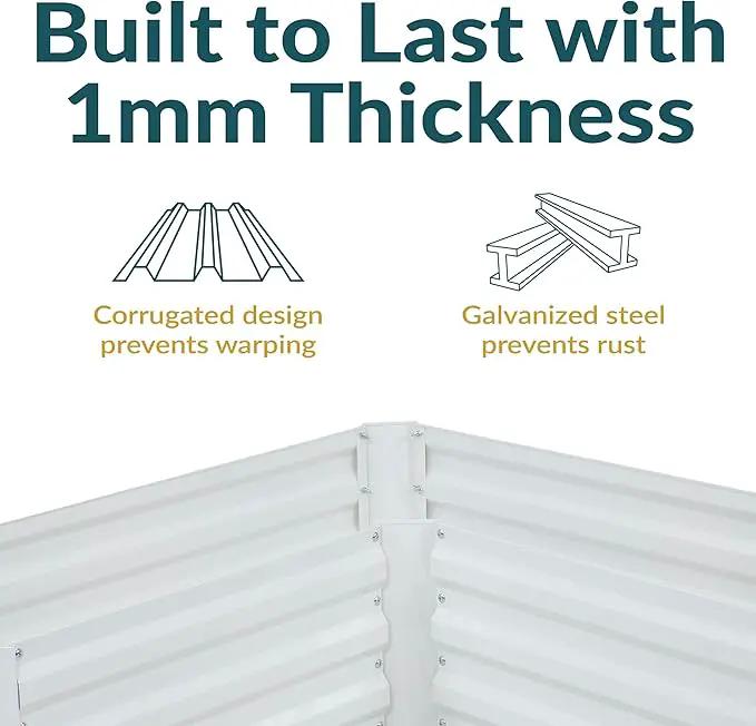 Sunnydaze Galvanized Raised Garden Bed - Metal Raised Bed for Gardening - Outdoor Planter Box for Flowers, Plants, and Vegetables - Ivory White - 12” H L-Shaped by GreenHaven Gardens
