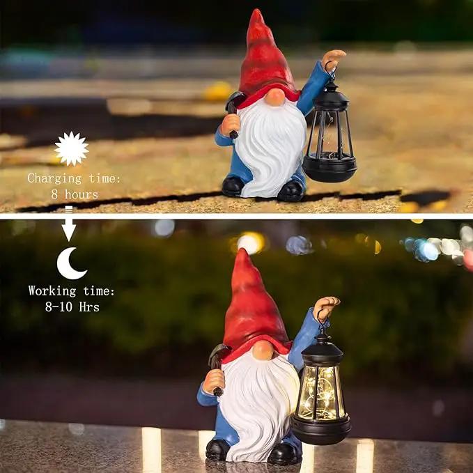 Garden Gnome Statue Solar Light Outdoor Decorations Figurine with Lantern Led Shovel Sculpture Lawn Patio Yard Porch Outside Christmas Housewarming Gifts for Women Mother's Day Grandma by GreenHaven Gardens