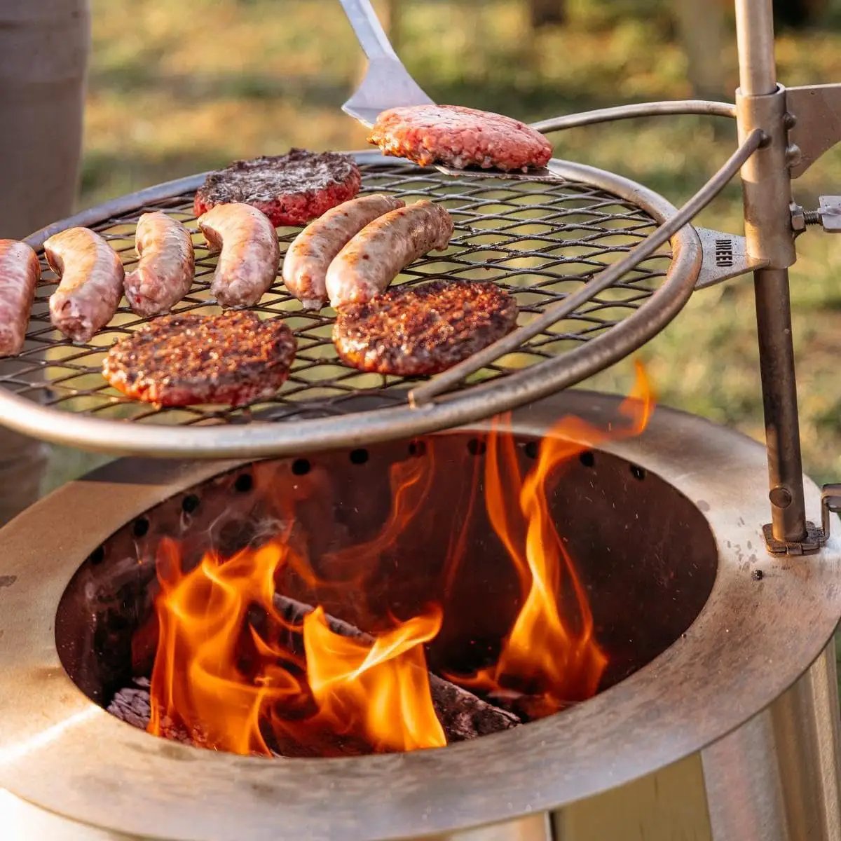 Breeo Smokeless Fire Pit to-Go Bundle (Y Series Stainless Steel, Outpost Grill & to Go Case) | 21 inch Smokeless Firepit for Outside | Ideal for Families by GreenHaven Gardens