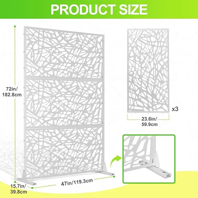 Outdoor Privacy Screen,72" H×47" W Metal Privacy Screen, Freestanding Privacy Fence Panels for Patio by GreenHaven Gardens