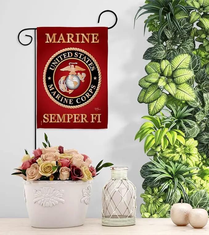 Breeze Decor FK108057-BO Marine Corps Americana Military Decorative Vertical Kit, 1 x House & 1 x Garden Flags, Thick Fabric by GreenHaven Gardens