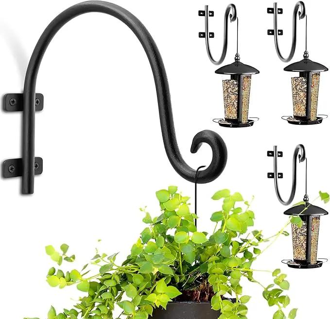 AJART Hanging Plant Hanger Outdoor: Bird Feeder Hangers for Outside - 8 inch Plant Hooks for Hanging Flower Baskets 4 Pieces by GreenHaven Gardens