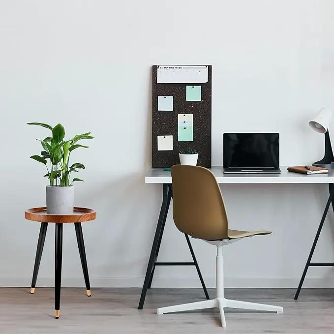 Plant Stand Indoor,Mid Century Walnut Wood Plant Table, Heavy Duty Metal Tall Flower Pot Stand,Modern Round Small Side End Table with Raised Design(12"x17") by GreenHaven Gardens