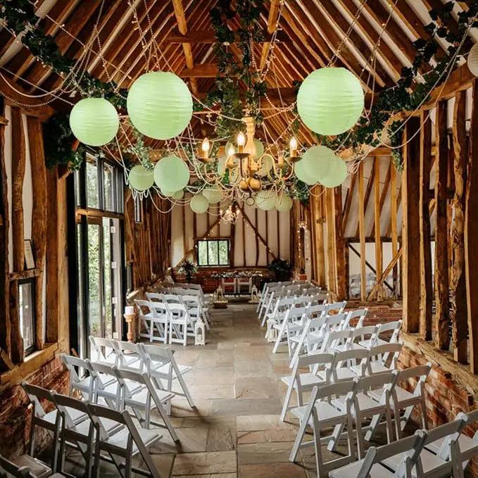 WYZworks - Pack of 10 Round Paper Lanterns 12 x 12 x 12 inches Hanging Paper Lanterns Lamp for Wedding, Birthday, Party and Home Decorations Light Apple Green by GreenHaven Gardens
