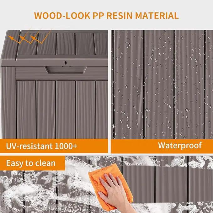 28 Gallon Resin Deck Box, Lockable Patio Outdoor Storage Box for Furniture, Garden Tools and Tools Storage, Waterproof Outside Storage Boxes - Grey by GreenHaven Gardens