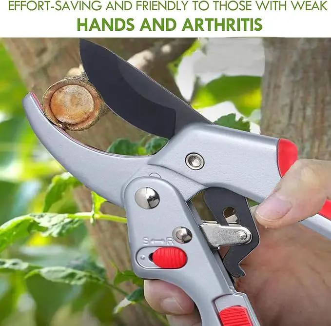 Upgraded Garden Clippers, Adjustable Germany Pruners, Work 3 Times Easier, Professional Pruning Shears, Cutting Rose, Flower, Hedge, Stem, Sharp Gardening Scissors, Arthritis Weak Hand Snips by GreenHaven Gardens