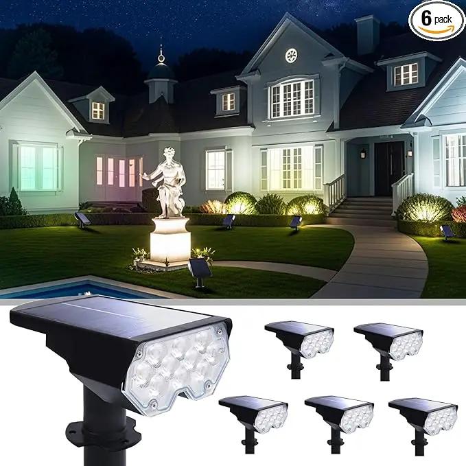 6 Pack Solar Powered Outdoor Spot Lights Outside Waterproof 20 LEDs Landscape Spotlights Dusk to Dawn for House Yard Tree, Plants, Walls, Path, Garden, Statues, Superior Accent Lamp Cool White by GreenHaven Gardens