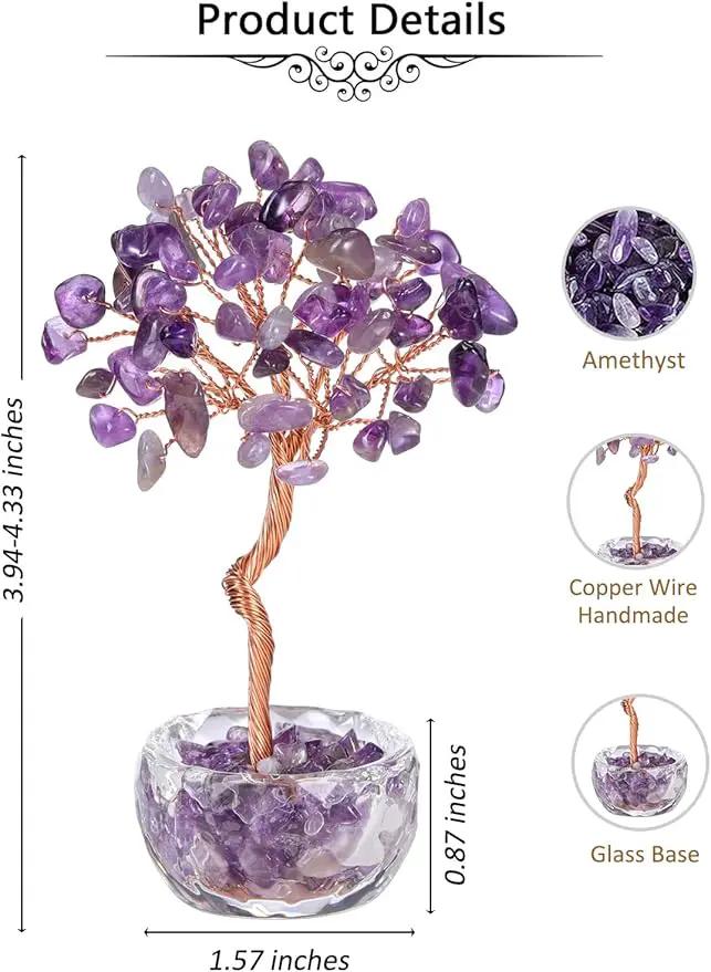 Jovivi Small Amethyst Crystals Tree, Natural Crystal Healing Stones Tree Glass Bowl Base Gemstone Money Trees Feng Shui Good Luck Home Desk Decor by GreenHaven Gardens
