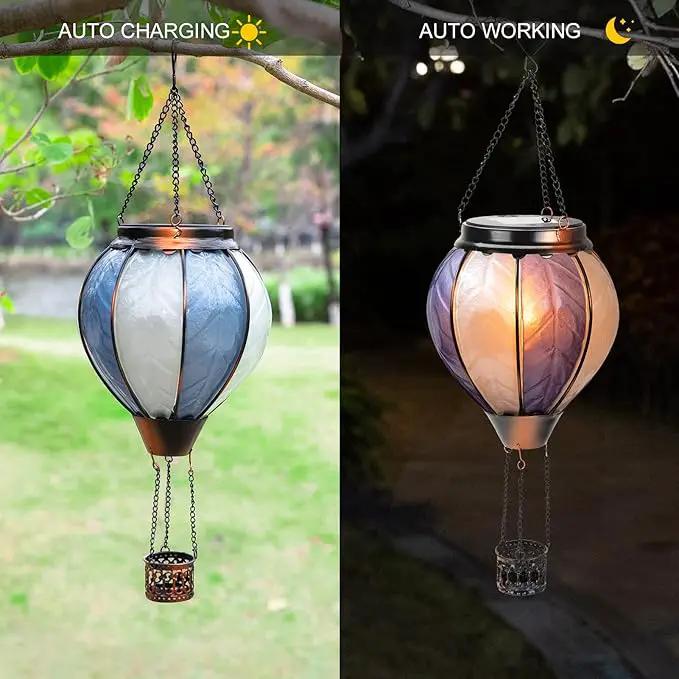 18inch Hot Air Balloon Solar Lantern with Flickering Flame Hanging Solar Outdoor Lantern Lights Waterproof Lanterns for Garden Patio Yard Party Decoration by GreenHaven Gardens