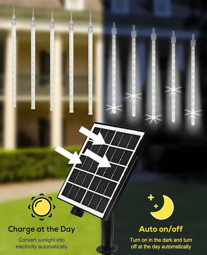 solar meteor shower lights outdoor, White by GreenHaven Gardens