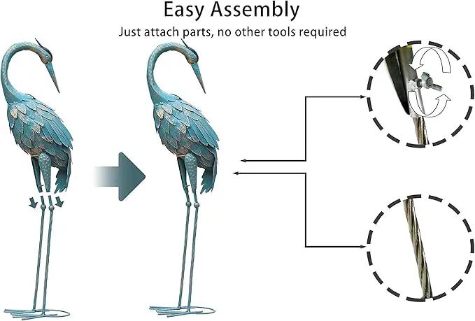 35-40 Inch Standing Garden Crane Statues for Outdoor Set of 2 Metal Birds Garden Sculptures Yard Art for Home Backyard Patio Lawn Decoration by GreenHaven Gardens