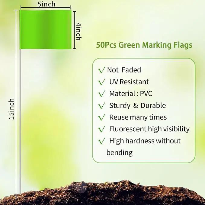 Zozen 50Pack Green Marking Flags, Writable/15x4x5 Inch, Yard Flags for Lawn & Irrigation & Landscape & Sprinkler & Survey & Dog Training. by GreenHaven Gardens