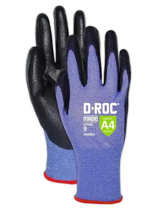 MAGID D-ROC ANSI A4 AeroDex Polyurethane Palm Coated Work Gloves, 1 Pair, 0 by GreenHaven Gardens