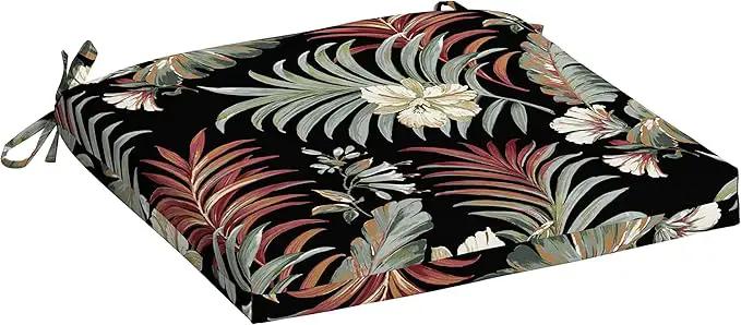 Arden Selections Rocking Chair Cushion, 19 x 18, Rain-Proof, Fade Resistant, Cushions for Rocking and Outdoor Chairs 18 x 19, Simone Black Tropical (Pack of 4) by GreenHaven Gardens