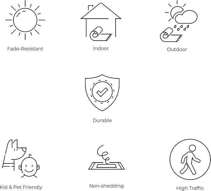 JONATHAN Y SMB106G-8 Charleston Vintage Filigree Textured Weave Indoor Outdoor Area Rug Classic Coastal Easy Cleaning Bedroom Kitchen Backyard Patio Non Shedding, 8 X 10, Black/Gray by GreenHaven Gardens