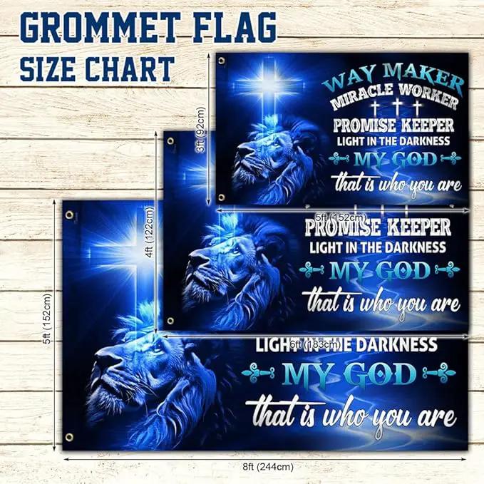 American Flag-Jesus Christ Grommet Flag Way Maker Miracle Worker DDH1349GF, 3x5 ft., No Flag Pole Rings-USA Heavy Duty Flags Canvas Cotton-Durable Indoor Outdoor Flag by GreenHaven Gardens