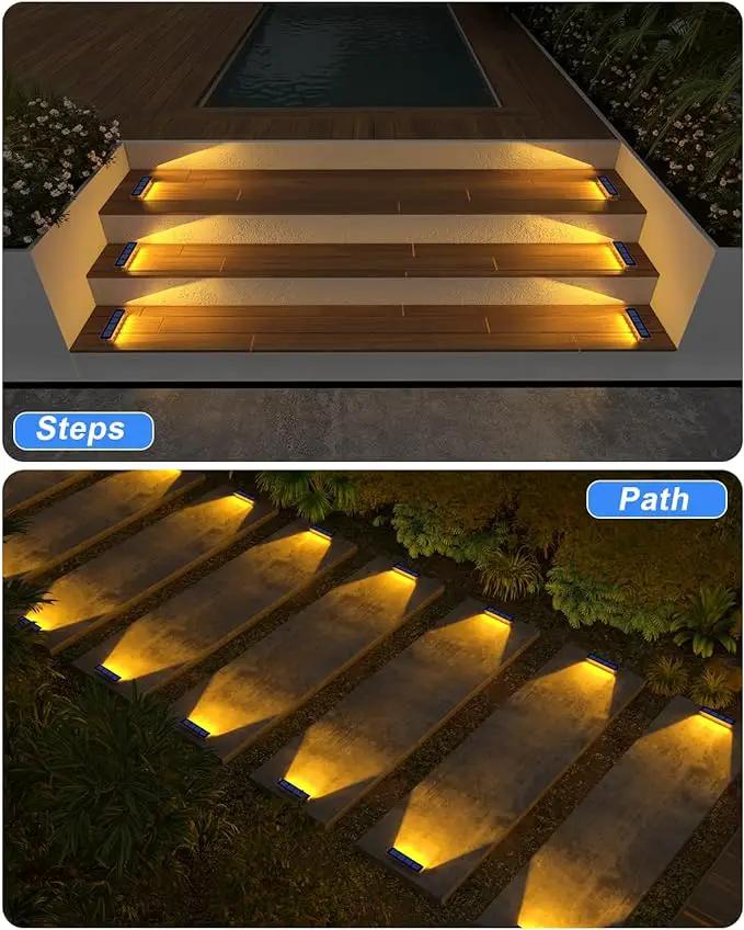 Solar Step Lights for Outside,4 Pack Solar Stair Lights Outdoor Waterproof,Warm White Deck Light Solar Powered Waterproof for Steps,Stairs,Walkway,Sidewalk,Patio,Pathway by GreenHaven Gardens
