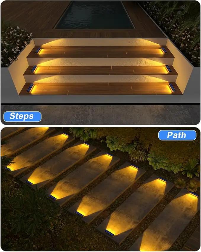 Solar Step Lights for Outside,8 Pack Solar Stair Lights Outdoor Waterproof,Warm White Deck Light Solar Powered Waterproof for Steps,Stairs,Walkway,Sidewalk,Patio,Pathway by GreenHaven Gardens