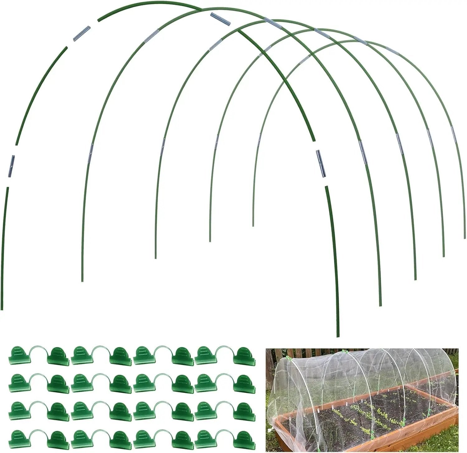 MAXPACE Greenhouse Hoops for 2.7ft or Wider Grow Tunnel, Rust-Free Fiberglass Support Hoops Frame for Garden Fabric, DIY Plant Support Garden Stakes, Gardening Supplies, 25pcs by GreenHaven Gardens
