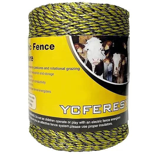 Electric Fence Polywire 1312 Feet，400 Meter，6 Stainless Steel Strands for Reliable Conductivity and Rust Resistance，Portable Electric Fence Rope by GreenHaven Gardens