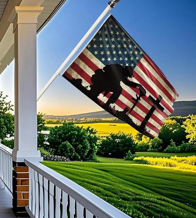 Memorial Day Flag 3x5 Ft for Outdoor Flag, Faith Over Fear Flag Remember Our Heroes Christian American Flags for Outside 3x5 Ft Double Sided Christian Banners with Brass Grommets by GreenHaven Gardens