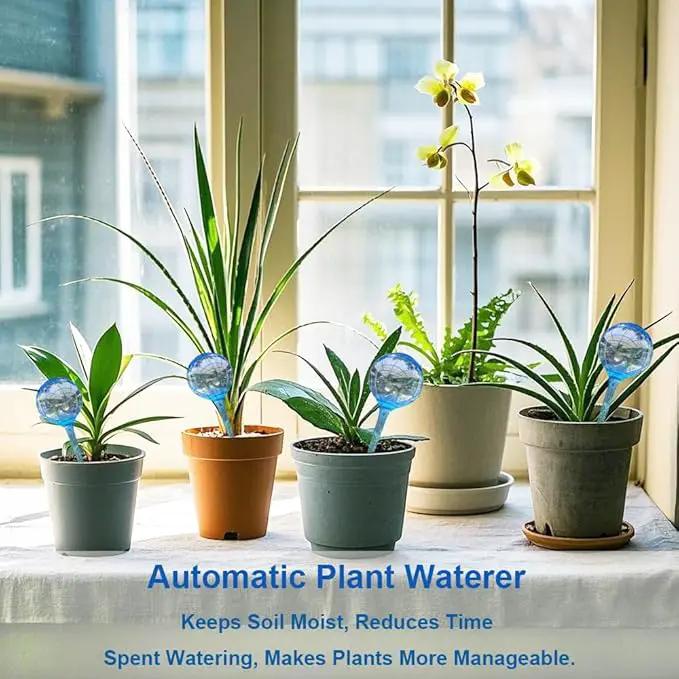 MOONSOUND Small Plant Watering Globes, 6pcs Plastic Plant Watering Devices, Plant Waterer Self Watering Bulbs for Indoor Outdoor Plants by GreenHaven Gardens