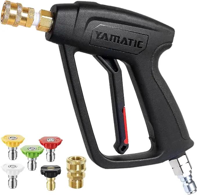 YAMATIC Short Pressure Washer Gun with Stainless Steel Swivel 3/8" Quick Connector, Power Washer Handle with Easy Pull Trigger Replacement for Ryobi, Simpson, Craftsman, DeWalt, 4000 PSI by GreenHaven Gardens