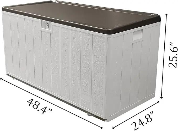 110 Gallon Pro Outdoor Storage Box Waterproof Lockable Deck Box Large, Patio Storage Bin for Pool Accessories Cushion Furniture, Garden Tools, UV-Resistant Outside Delivery, Grayish Brown by GreenHaven Gardens